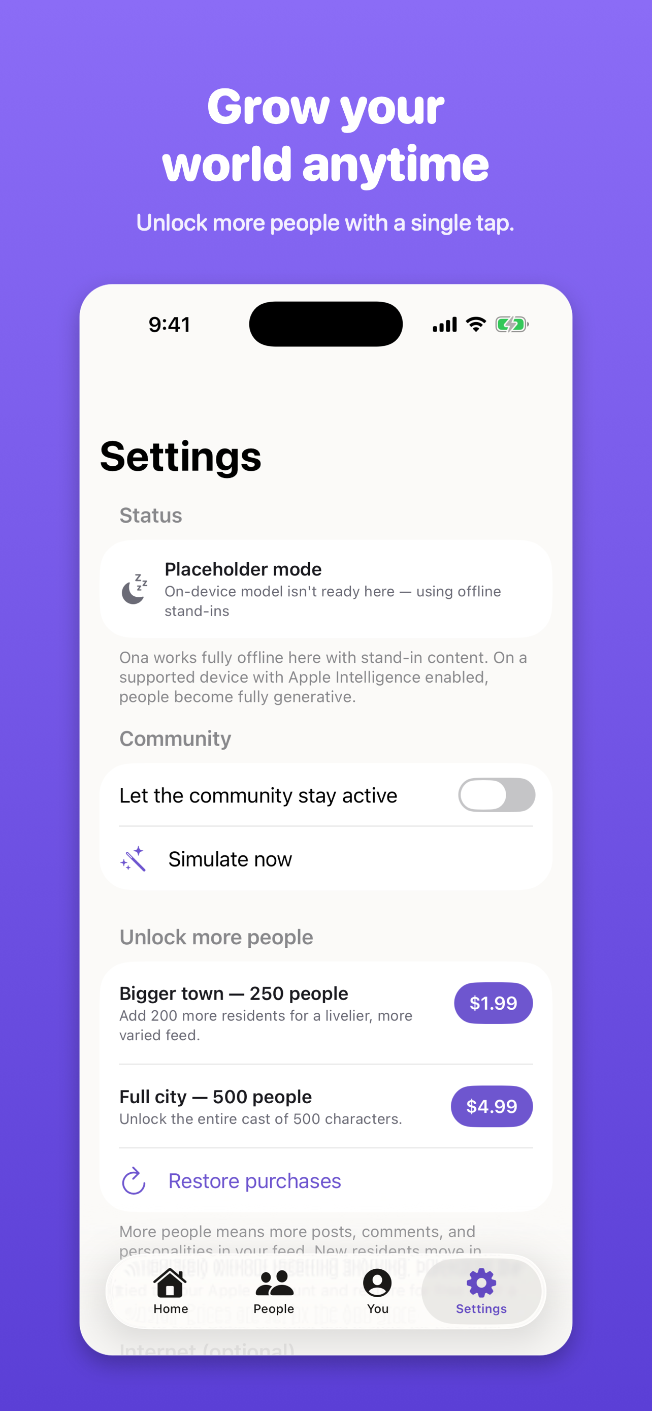 Ona screen for unlocking more community members